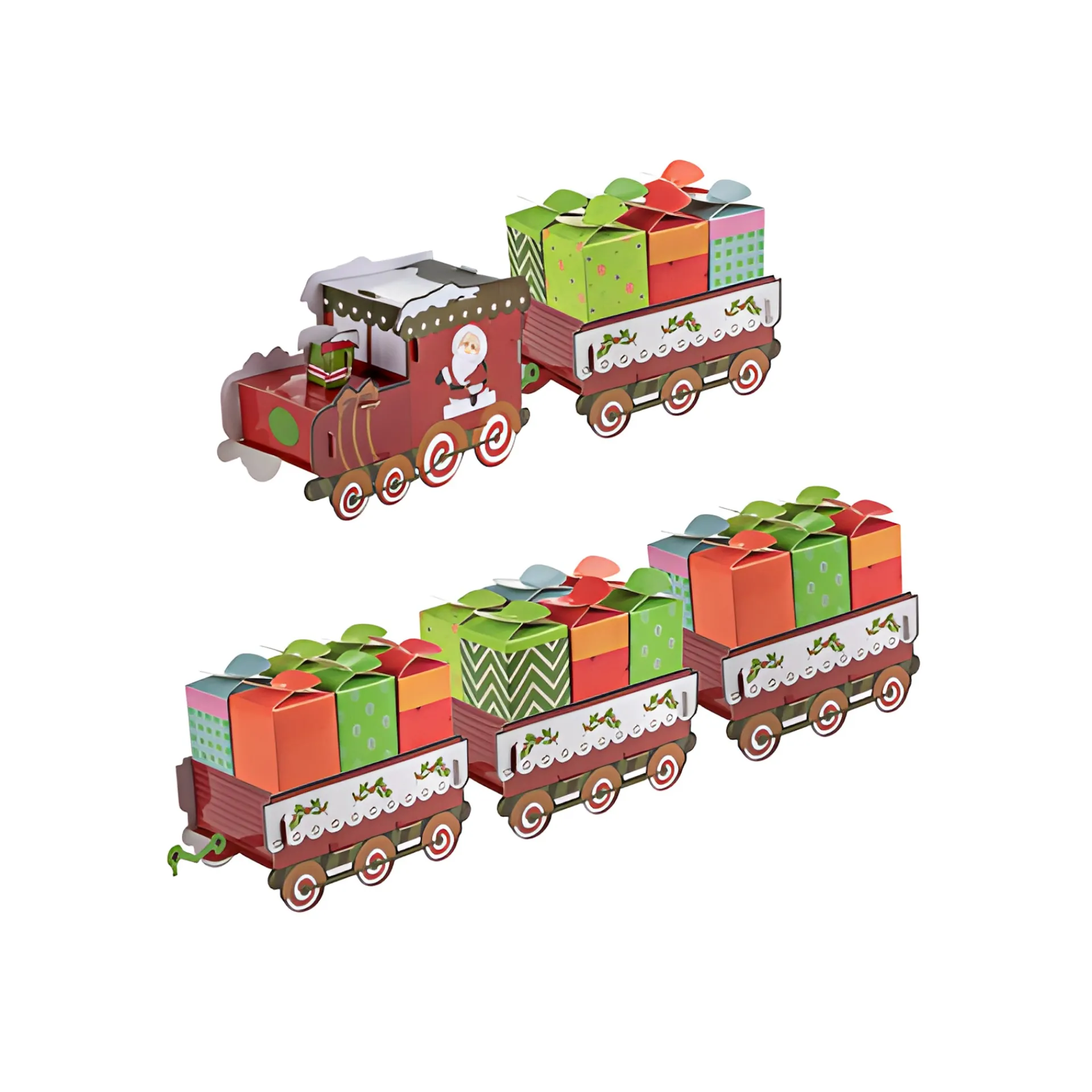 Basteln|Adventskalender|Adventskalender Bastelset 'Zug', 60-teilig