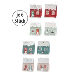 Basteln|Adventskalender|Adventskalender Bastelset 'Weihnachtshaus', 48-teilig