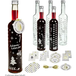 Adventskalender|Weihnachtliche Gläser & Flaschen|Adventskalender-Flasche, 6er Set