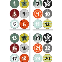 Folia Basteln|Deko|Adventskalender-Zahlen in 3 Farben, 72 Stück