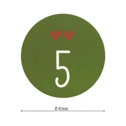 Deko|Adventskalender|Adventskalender-Zahlen mit Muster, rot/grün, 24 Stück