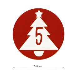 Deko|Adventskalender|Adventskalender-Zahlen mit Muster rot, 24 Stück