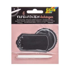 Folia Tafeln Und Beschriftung|Tafeletiketten|Anhänger 'Tafelfolien' mit Specksteinstift, 7-teilig