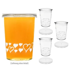 Beerenzeit|Hochzeit|Becherglas 150 ml 'Herzen', 4er Set