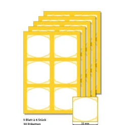 Etiketten Zum Beschriften|Bedruckbare Etiketten|Cubi Etikettenbogen gelb, 5 Blatt