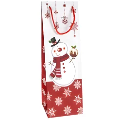 Verpackungen|3D Flaschentasche 'Schneemann' 12,5 x 11,5 x 34 cm