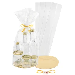 Jodl Verpackungen Verpackungen|Confiserie-Verpackungen|Diamantbeutel  85 x 500 mm mit Scheibe Ø 160 mm und Band, 5 Stück