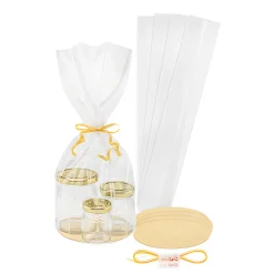 Jodl Verpackungen Ostern|Weihnachtsbäckerei|Diamantbeutel 65 x 400 mm mit Scheibe Ø 120 mm und Band, 5 Stück