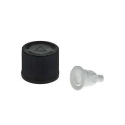 Kosmetik & Arznei|Pipetten, Randtropfer Und Co.|DIN 18 schwarz mit Randtropfer groß und Kindersicherung