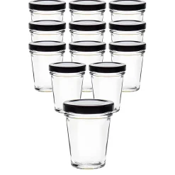 Vital Shots|12er Set Becherglas 65 ml TO 58 mit Deckel schwarz