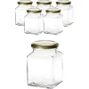 Gläser-Sets|6er Set Quadratglas 314 ml mit Deckel gold