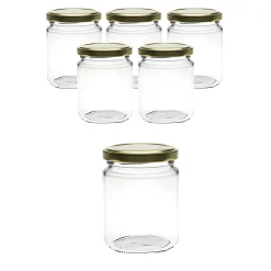 Gläser-Sets|6er Set Rundglas 275 ml mit Deckel gold