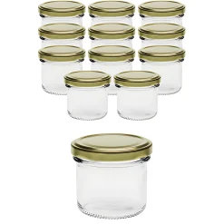 Gläser-Sets|12er Set Sturzglas 125 ml mit Deckel gold