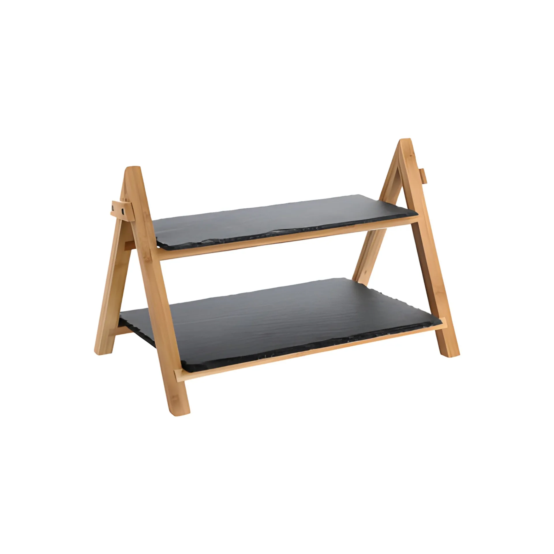 Feiern Und Feste|Buffetpräsentation|Etagere aus Schiefer/Bambus, 41 x 25 x 27 cm