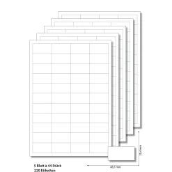Vital Shots|Etiketten Zum Beschriften|Etiketten 48,5 x 25,4 mm weiß - 5 Blatt A4