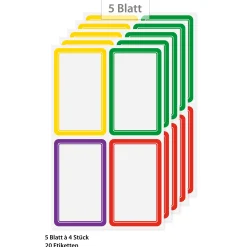 Saft & Sirup|Zum Aufkleben|Etiketten 'Rahmen in 4 Farben', 20 Stück