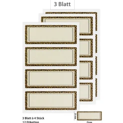 Etiketten Zum Beschriften|Etiketten 'Rahmen in Leo-Optik' 70 x 25 mm, 12 Stück