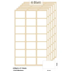 Etiketten Zum Beschriften|Etiketten 'Weiß 22x16 mm', 126 Stück