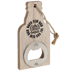 Flaschenöffner|Küchenhelfer|Flaschenöffner aus Holz mit Kordel, 10 cm