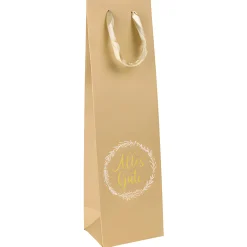 Weinflaschen-Verpackungen|Flaschentasche 'Alles Gute' natur, 10 x 8 x 35 cm