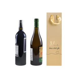 Weinflaschen-Verpackungen|Flaschentasche 'Schön, dass es dich gibt' natur, 10 x 8 x 35 cm