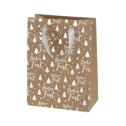 Winter|Verpackungen|Geschenktüte 'Frohes Fest' silber, mittel