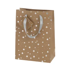 Winter|Verpackungen|Geschenktüte 'Sterne' silber, mittel