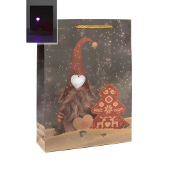 Verpackungen|Weihnachtsgeschenktüten|Geschenktüte 'Weihnachtswichtel' mit LED, mittel
