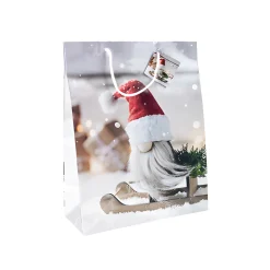 Winter|Verpackungen|Geschenktüte 'Wichtel mit Schlitten', groß