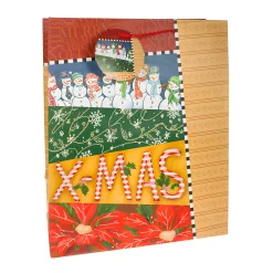 Verpackungen|Weihnachtsgeschenktüten|Geschenktüte 'X-MAS' mit roten Bändern, groß