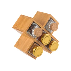 Gewürze Und Kräuter|Buffetpräsentation|Gewürzregal aus Bambus 16 x 16 cm