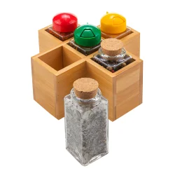 Gewürze Und Kräuter|Buffetpräsentation|Gewürzregal aus Bambus 16 x 16 cm