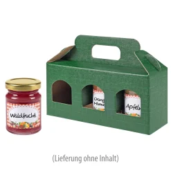 Verpackungen|Geschenkverpackungen Für Gläser|Gläserkarton 3er 190 x 60 x  90 mm grün