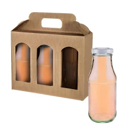 Geschenkverpackungen Für Gläser|Gläserkarton 3er 190 x 60 x 150 mm natur