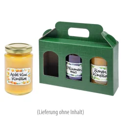 Verpackungen|Geschenkverpackungen Für Gläser|Gläserkarton 3er 190 x 60 x 120 mm grün