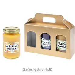 Verpackungen|Geschenkverpackungen Für Gläser|Gläserkarton 3er 190 x 60 x 120 mm gold