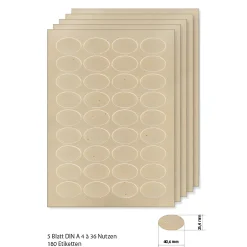 Vital Shots|Etiketten Zum Beschriften|Grasetiketten oval 40,6 x 25,4 mm, 5 Blatt A4, 180 Stück