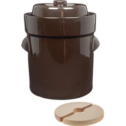 Gemüse Auf Vorrat|Fermentiergläser & Zubehör|Gärtopf 10 Liter braun mit Beschwerungssteinen