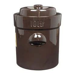 Gemüse Auf Vorrat|Fermentiergläser & Zubehör|Gärtopf 10 Liter braun mit Beschwerungssteinen