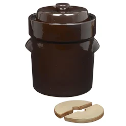 Gemüse Auf Vorrat|Fermentiergläser & Zubehör|Gärtopf 5 Liter braun mit Beschwerungssteinen