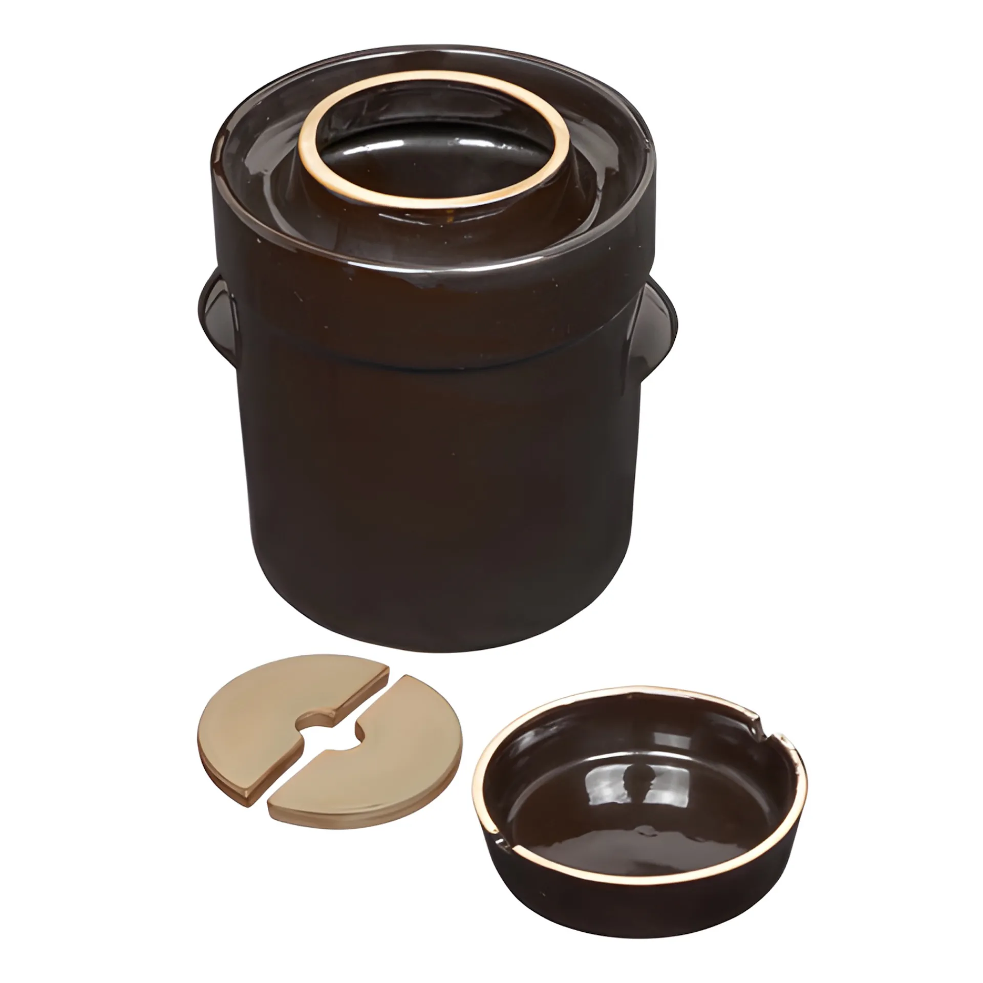 Gemüse Auf Vorrat|Fermentiergläser & Zubehör|Gärtopf 5 Liter braun mit Beschwerungssteinen