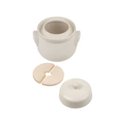 Gemüse Auf Vorrat|Fermentiergläser & Zubehör|Gärtopf  1 Liter creme-weiß mit Beschwerungssteinen