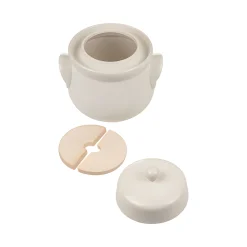 Gemüse Auf Vorrat|Fermentiergläser & Zubehör|Gärtopf  2 Liter creme-weiß mit Beschwerungssteinen