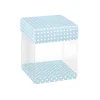 Giveaways|Confiserie-Verpackungen|Klarsichtschachtel  80 x 80 x 90 mm blau gepunktet