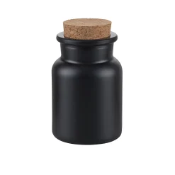 Rundgläser|Badesalze Und Seifen|Korkenglas 150 ml schwarz matt beschichtet