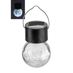 Feiern Und Feste|Grillparty|LED Solar Hängeleuchte 'Crackle', 6 x 9 cm, schwarz