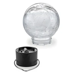 Feiern Und Feste|Grillparty|LED Solar Hängeleuchte 'Crackle', 6 x 9 cm, schwarz