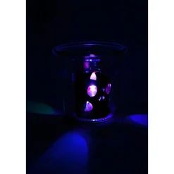 Halloween|Dekolichter|LED-Kerze 'Totenkopf' 6 x 6 cm, mit Farbwechsel, schwarz