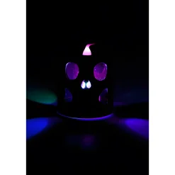 Halloween|Dekolichter|LED-Kerze 'Totenkopf' 6 x 6 cm, mit Farbwechsel, schwarz