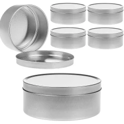 Gewürze Und Kräuter|Confiserie-Verpackungen|Metalldose silber 9,7 x 4 cm, 6 Stück